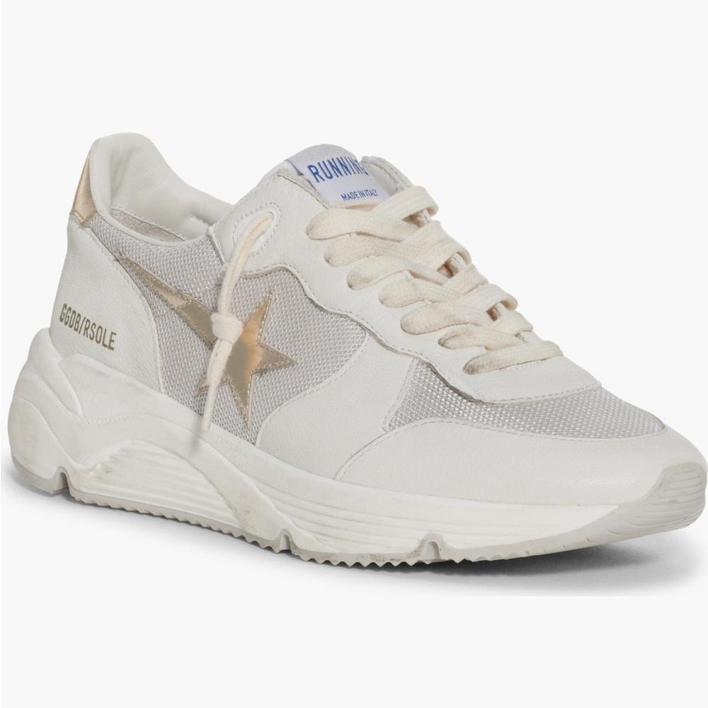 Golden Goose White and Gold Sneakers